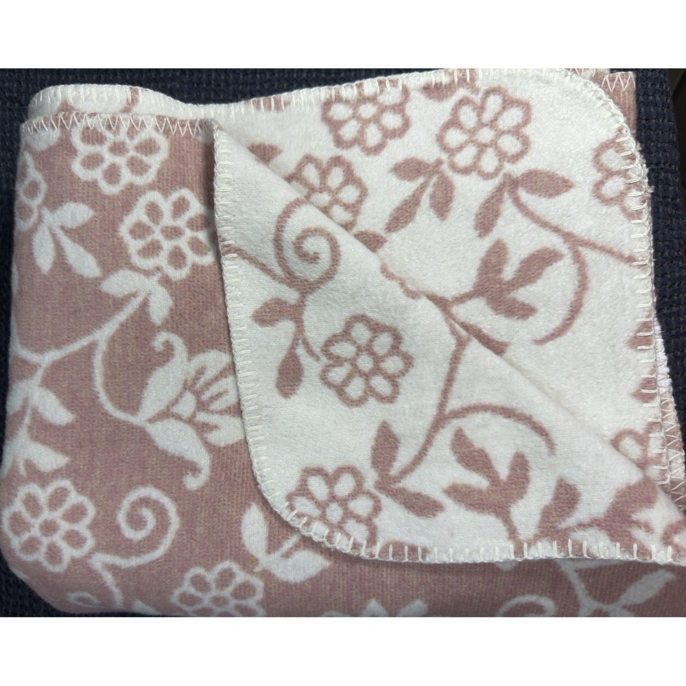 Docofil Throw Blanket Floral Pink White Reversible Portugal Cotton Blend